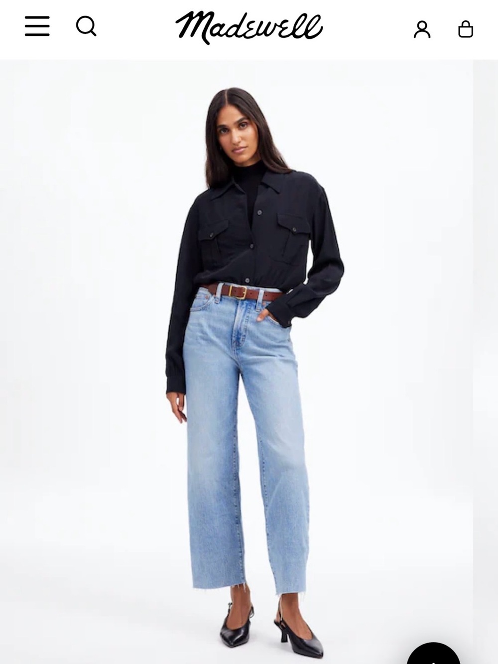 Madewell Jeans The Perfect Vintage Wide Leg Crop Light Wash Raw Hem Jean Size 23